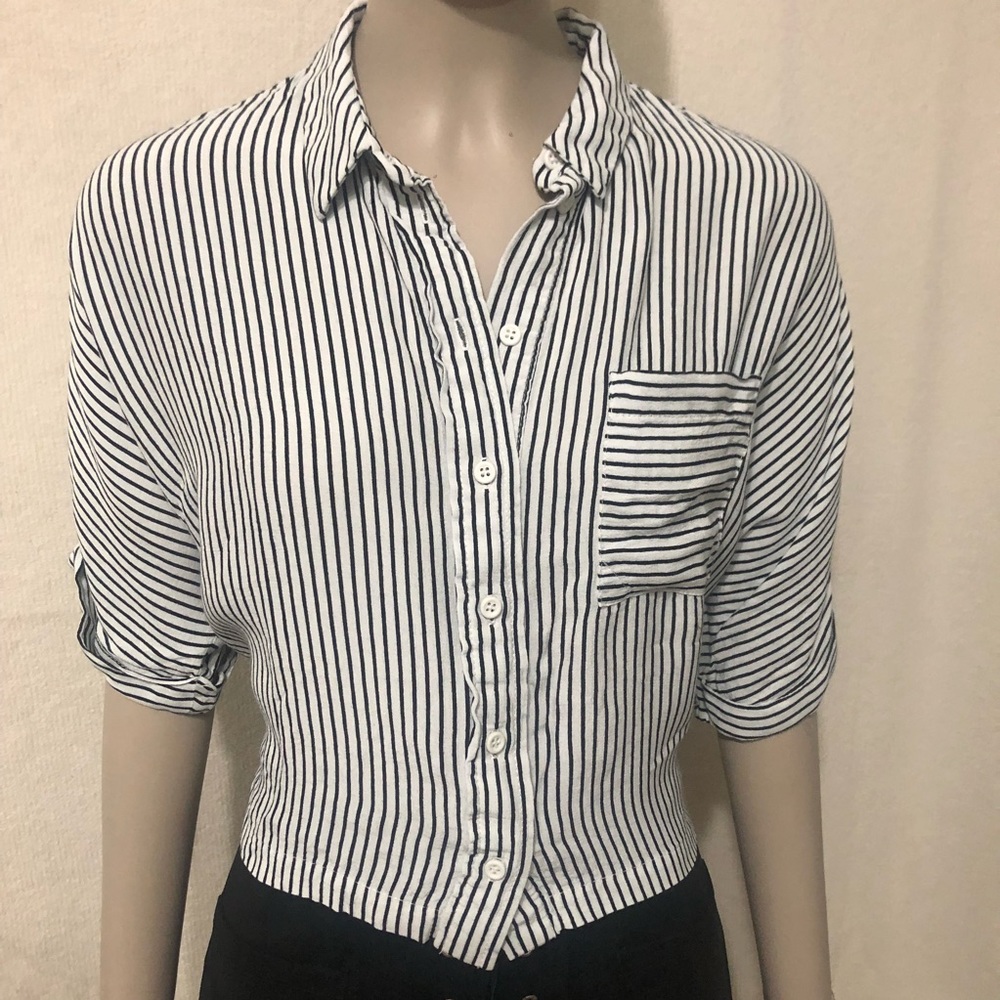 Black and white striped top from Topshop